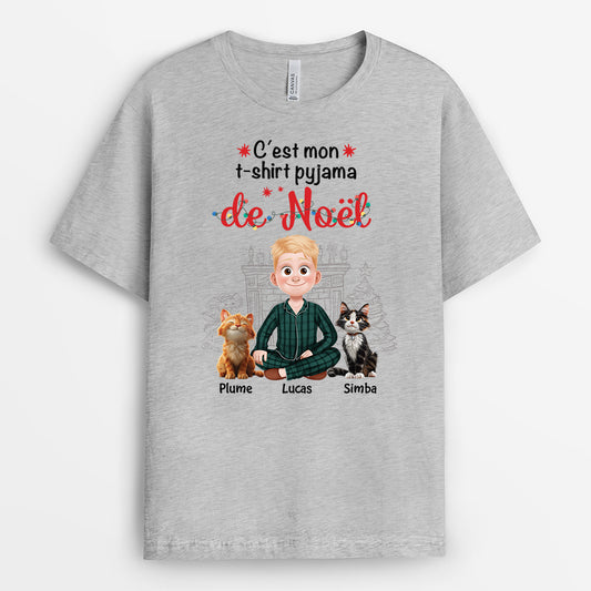 6063AFR2 t shirt personnalise avec chat pour femme et homme mon t shirt pyjama de noel 6063a8lnd