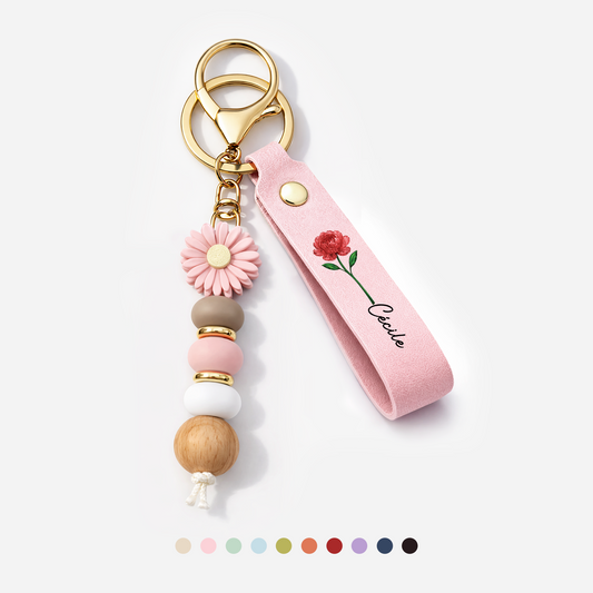 6082MFR1 porte cles personnalise marguerite en perles un petit cadeau femme 6082mj6h5a