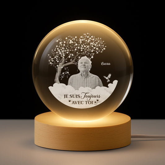 6116LFR1 veilleuse boule de cristal personnalisee commemorative avec photo papa est toujours avec toi 6116l8lab