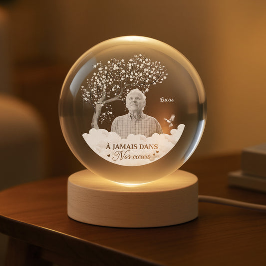 6116LFR2 veilleuse boule de cristal personnalisee commemorative avec photo papa est toujours avec toi 6116l8lab