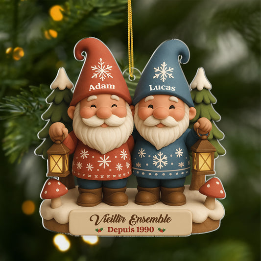 6151OFR1 effet dimpression 3d ornement noel acrylique personnalise couple gay vieillir ensemble 6151oktmg