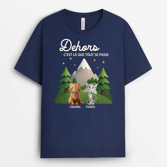 6167AFR2 t shirt personnalise camping avec chat noel c_est la que tout se passe 6167atyad