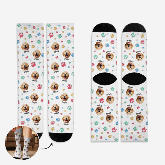 6191JFR1 effet dimpression 3d chaussettes personnalisees avec photo mon joli chien 6191j8tac