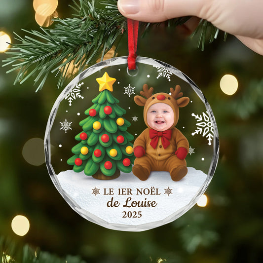 6208OFR2 ornement noel en verre personnalise avec bebe photo les joyeux nains 6208othtk