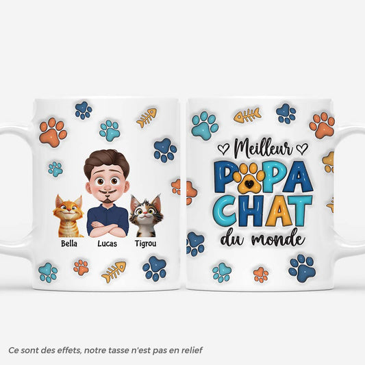 6220MFR1 effet dimpression 3d mug personnalise noel meilleur papa chat du monde 6220m6vmd