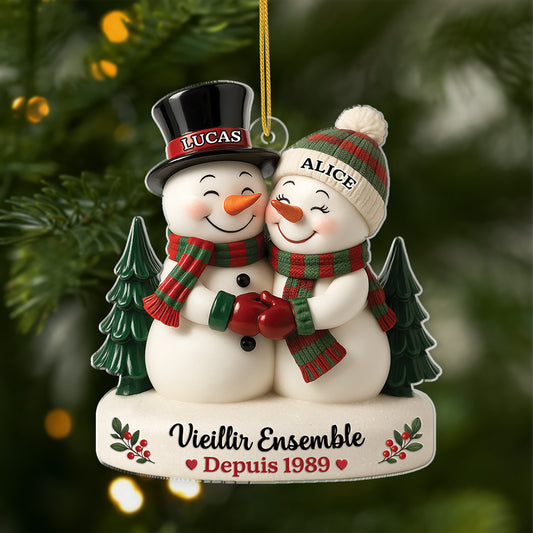 6227OFR1 effet dimpression 3d ornement noel acrylique personnalise vieillir ensemble joli couple 6227o