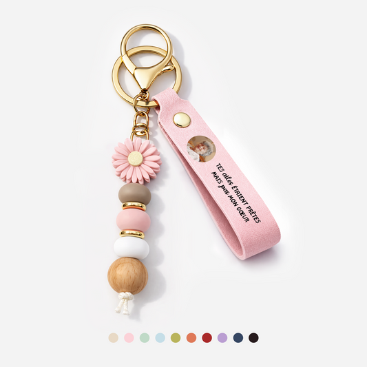 6260MFR1 tes ailes etaient pretes porte cles personnalise marguerite en perles photo imprimee uv commemorative 6260mjcfzd