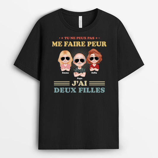 6272AFR1 t shirt personnalise pour papa et maman j_ai deux filles 6272atqna