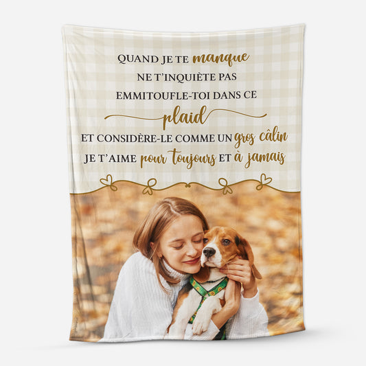6285BFR1 plaid personnalise commemoratif avec chien et chat photo quand je te manque 6285b3qzc