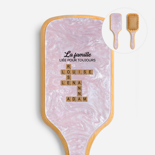 6306AFR1 brosse a cheveux personnalisee en acetate imprimee uv cadeau mot croise famille avec frere et soeur 6306aq8r5i
