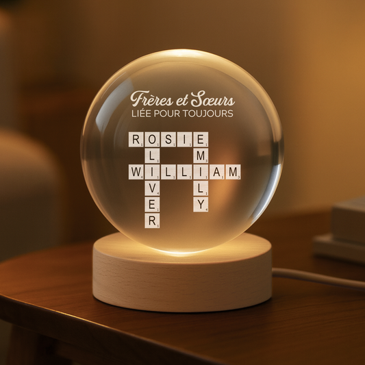 6306LFR2 mots croises de famille veilleuse boule de cristal personnalisee freres et soeurs 6306l8f5e