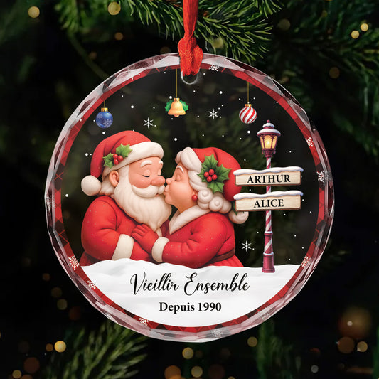 6344OFR1 ornement en verre personnalise couple de noel vieillir ensemble 6344okq5g