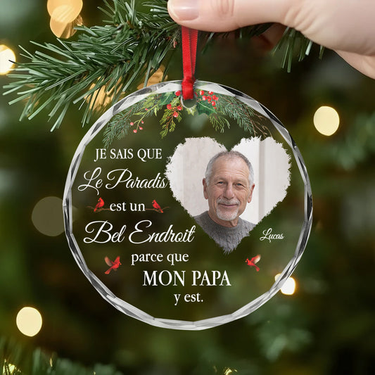 6345OFR1 ornement en verre personnalise commemoratif avec maman mamie photo le paradis est un bel endroit 6345oklca_2_1ab9547b 7689 4b91 a93c 339612258522