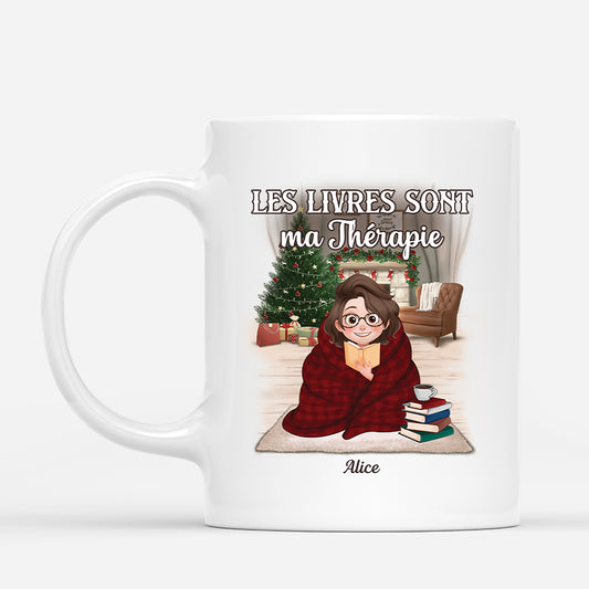 6348MFR1 mug de noel personnalise pour femme et homme les livres sont ma therapie 6348mkt5a