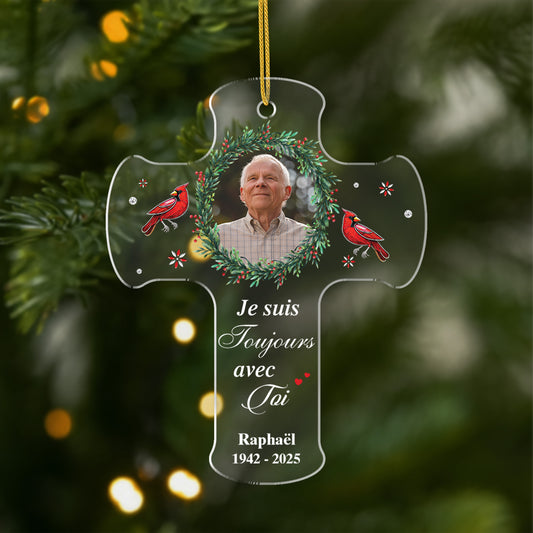 6393OFR1 ornement acrylique personnalise commemoratif avec photo maman papa est toujour avec toi 6393o8qab