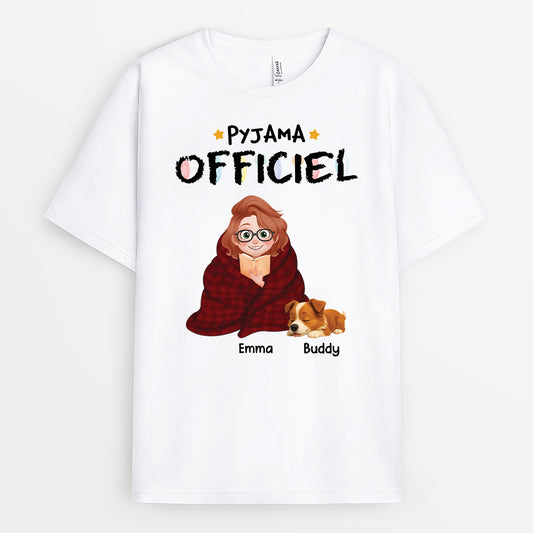 6408AFR1 t shirt personnalise avec chien pyjama officiel pour la lecture 6408akl5c