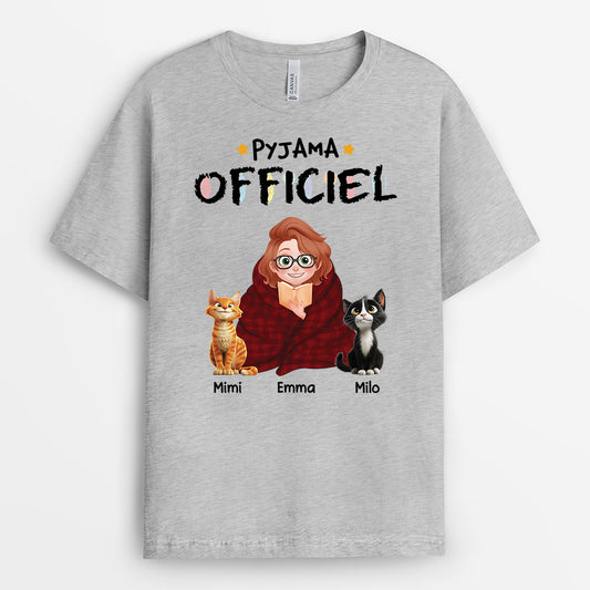 6408AFR2 t shirt personnalise avec chat pyjama officiel pour la lecture 6408akl5d
