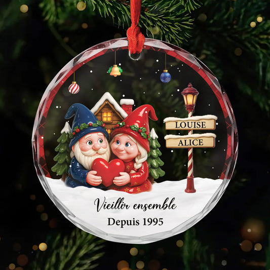 6427OFR1 effet dimpression 3d ornement noel en verre personnalise vieillir ensemble pour couple 6427o3q0g