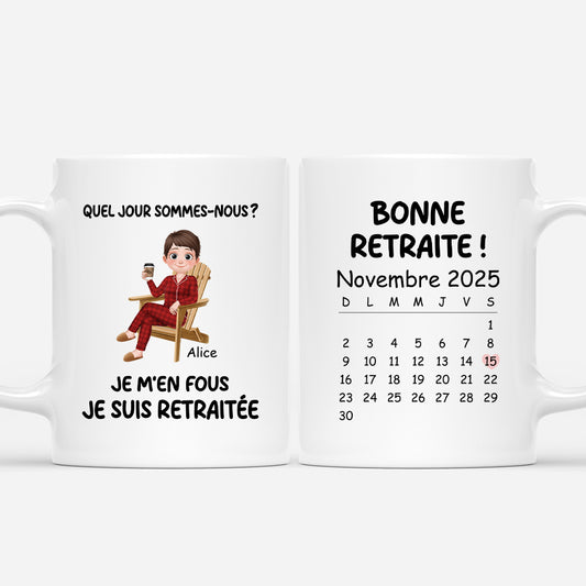 6428MFR1 mug personnalise avec calendrier bonne retraite 6428m3tna