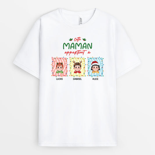 6441AFR1 t shirt personnalise papa maman ce papa appartient a noel 6441a3vma