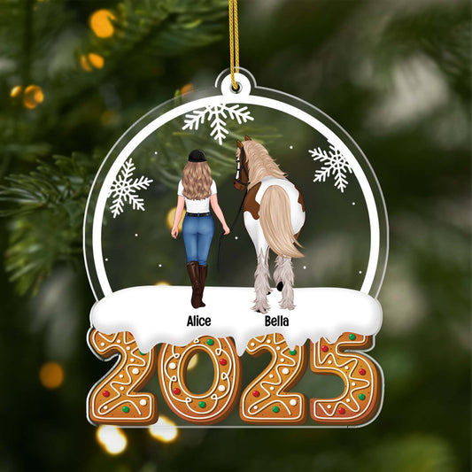 6490OFR1 ornement noel acrylique personnalise moi et mon cheval 6490o3l0u