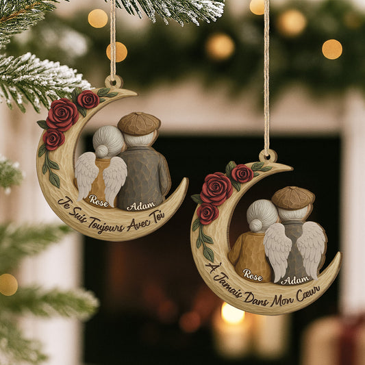 6508OFR2 ornement noel en bois a 1 couche personnalise commemoratif couple toujours avec toi 6508o3qag