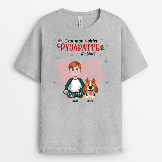 6528AFR2 t shirt personnalise chien mon pyjapatte de noel 6528atqcc