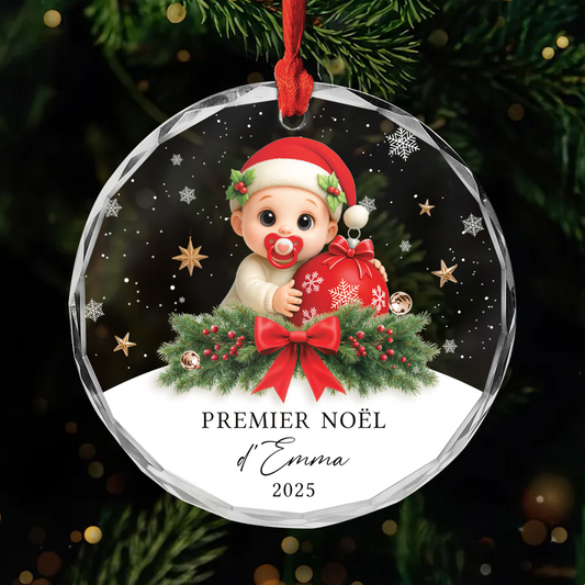 6534OFR1 ornement de noel en verre personnalise pour bebe premier noel 6534okt5k