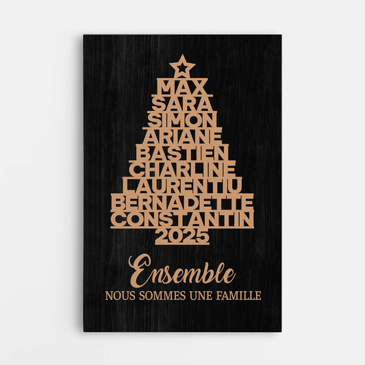 6538CFR1 toile personnalisee famille ensemble avec sapin de noel 6538c8zni