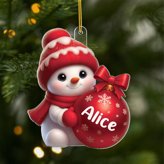 6543OFR1 effet dimpression 3d ornement acrylique personnalise boule rouge de noel enfant 6543okzck