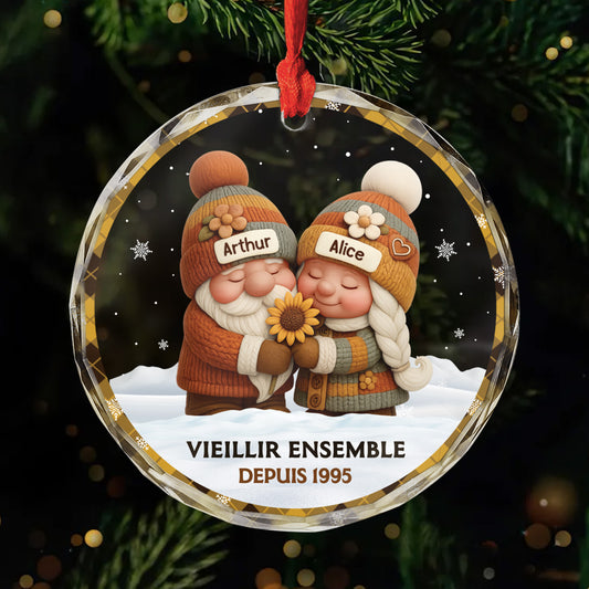 6579OFR1 effet dimpression 3d ornement de noel en verre personnalise couple vieillir ensemble 6579o8l5g