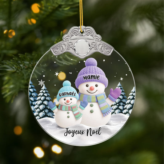 6610OFR1 ornement noel acrylique personnalise papymamie et petits enfants bonhomme de neige 6610o3lqa_1