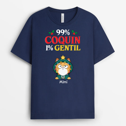 6651AFR2 t shirt personnalise chat de noel 99 coquin 6651akxmd