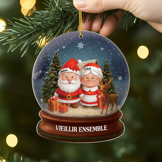 6704OFR2 effet dimpression 3d ornement acrylique personnalise boule a neige avec couple pere noel 6704otv5g