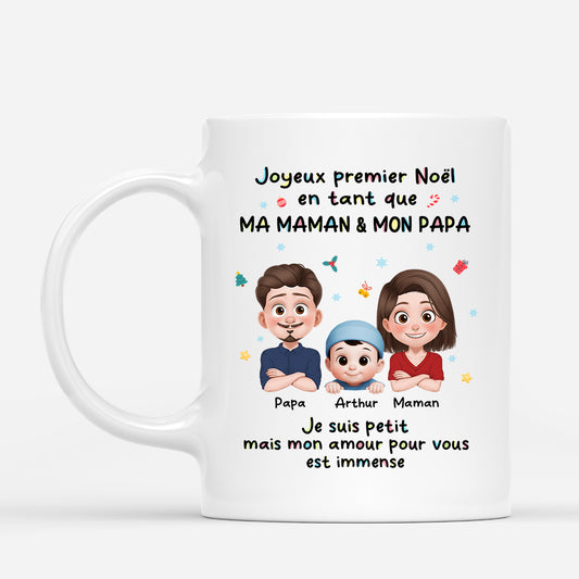6738MFR1 mug personnalise pour maman papa joyeux premier noel avec bebe 6738m6zza