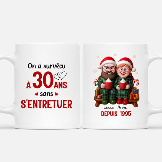6975MFR1 mug de noel personnalise pour anniversaire de couple on a survecu a 20 ans 6975m6zwg