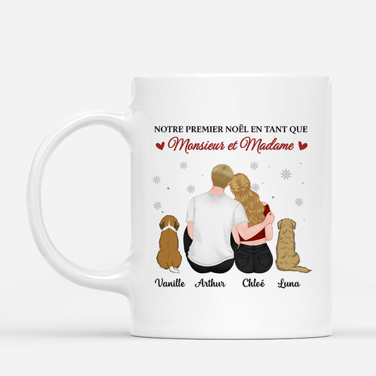 7000MFR1 mug personnalise couple notre premier noel avec le chien 7000m8kcc