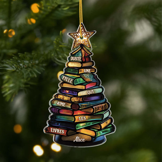 7044OFR1 effet dimpression 3d ornement acrylique personnalise pour femmehomme sapin pour fille qui aime les livres 7044oktca