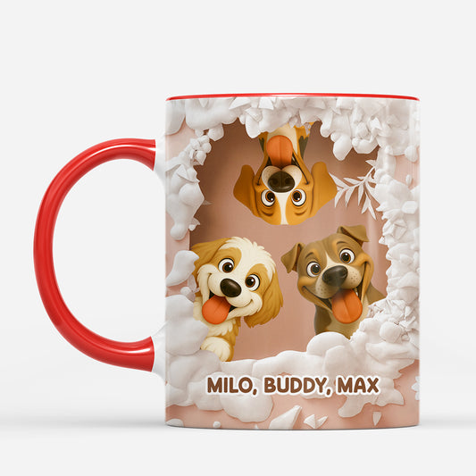 7149MFR2 effet dimpression 3d mug de noel personnalise chien dans la neige 7149m8mzc