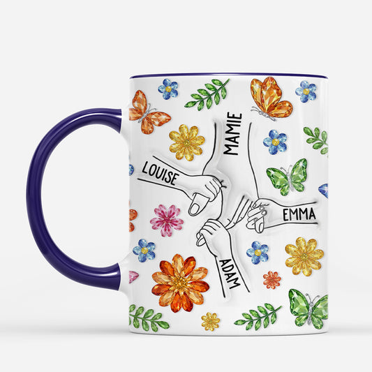 7307MFR2 effet dimpression 3d mug personnalise mamie maman et fleurs en verre 7307m6taa
