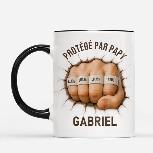 7318MFR2 effet dimpression 3d mug personnalise protege par papa papy 7318m8tnb
