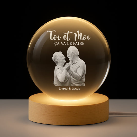 7418LFR1 veilleuse boule de cristal personnalisee avec photo de couple toi moi 7418l3pcg