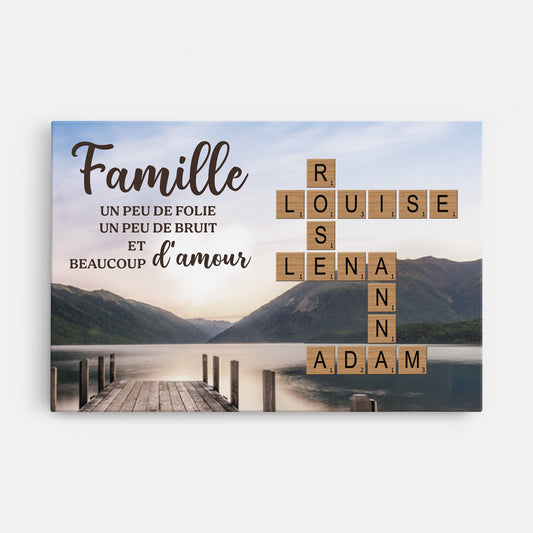 7502CFR1 toile mot croise personnalise bruit et amour de la famille 7502ctq5i