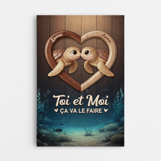 7525CFR1 toile personnalisee couple tortue toi et moi 7525c8ptg