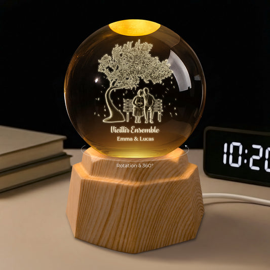 7529LFR1 veilleuse boule de cristal 3d personnalisee couple vieillir ensemble 7529ltpwg