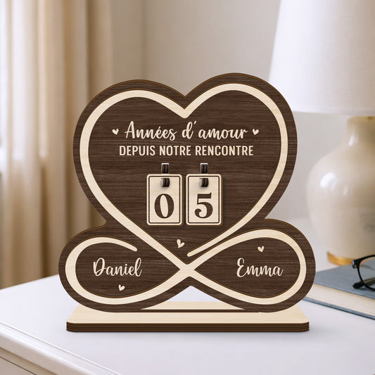 7586QFR2 plaque compteur en bois personnalise pour couple jours d_amour depuis notre rencontre 7586qthag