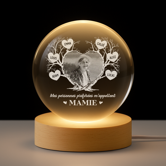 7622LFR1 Veilleuse Boule De Cristal Personnalisee Photo Ma Personne Preferee Mappelle Mamie Maman 7622lsh5a