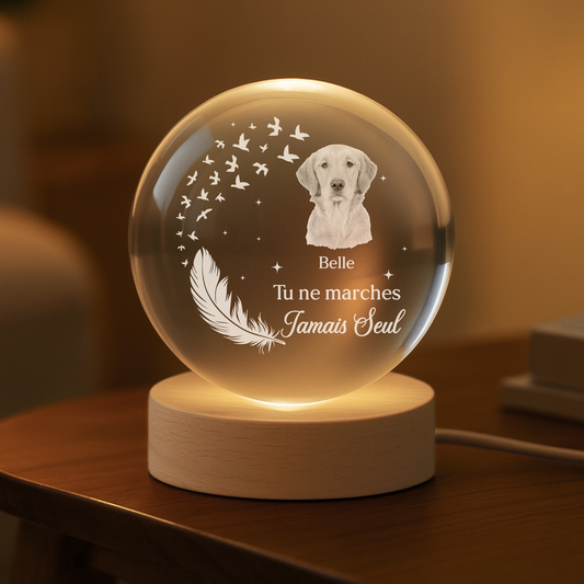 7644LFR2 mon petit chien et chat veilleuse boule de cristal personnalisee photo commemorative 7644l3ftd