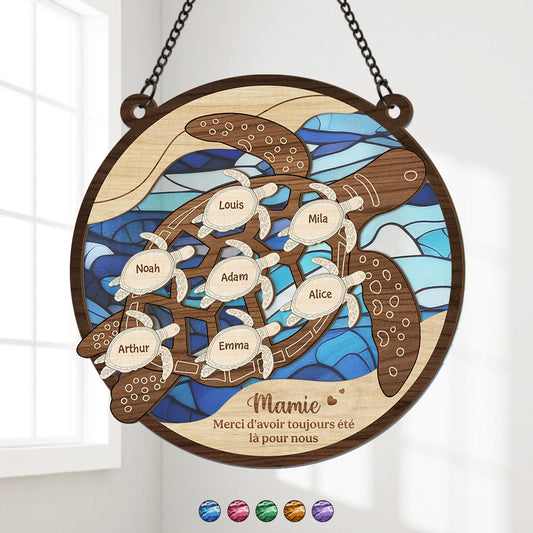 7672UFR1 merci maman mamie tortue attrape soleil personnalise en acrylique 7672uspza