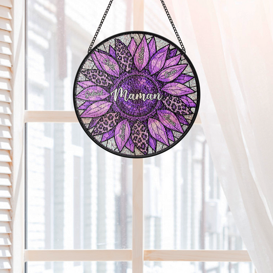 7678UFR2 tournesol de mamie maman attrape soleil personnalise en verre 7678utfna